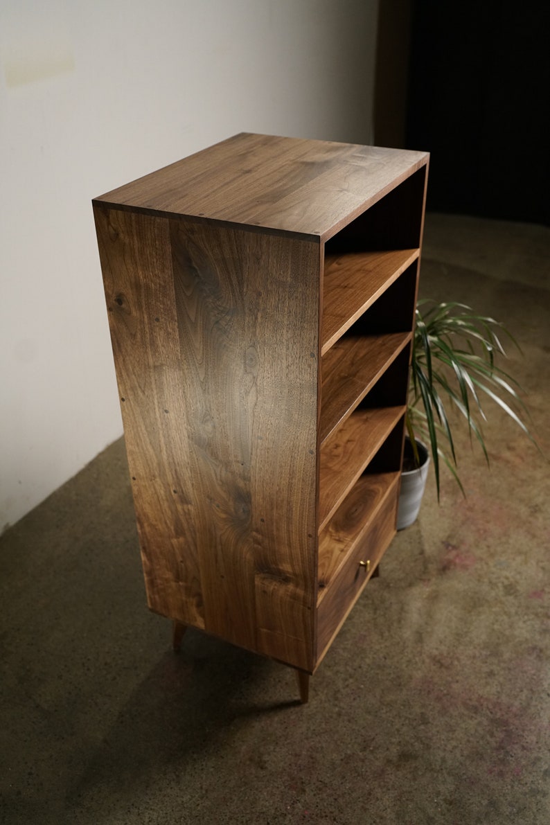 Lam Bookcase, 48H, Mid-Century Modern LP Storage, Record Storage, Modern Vinyl Storage Shown in Walnut image 3