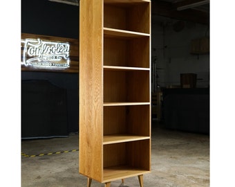 Fullstack Bookcase, Mid-Century Modern Vinyl Storage, Mid Century Bookshelf, Modern LP Shelf (Shown in White Oak)