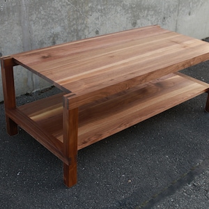 Nisqually Coffee Table, Solid Wood Rectangular Coffee Table, Wood Coffee Table with Storage Shown in Walnut image 2