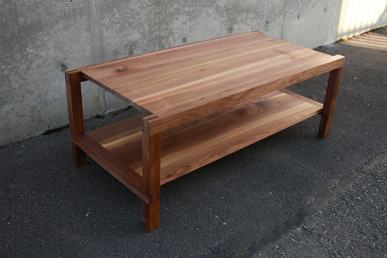 Nisqually Coffee Table, Solid Wood Rectangular Coffee Table, Wood Coffee Table with Storage Shown in Walnut image 2