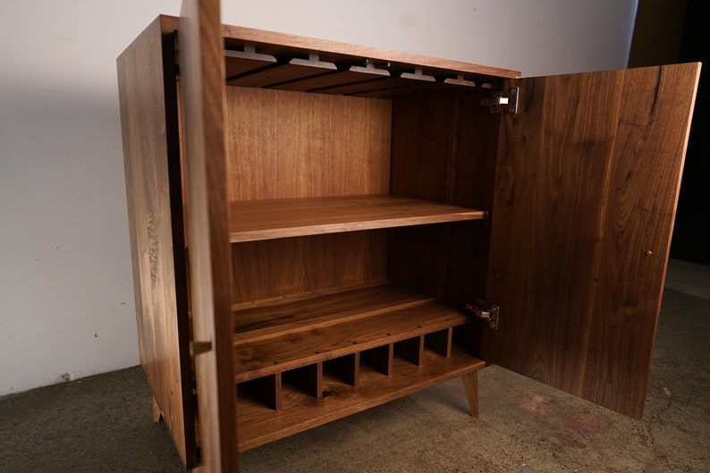 Hirtzel Bar Cabinet, Wine Bar, Liquor Cabinet, Mid-Century Modern Cabinet, Bottle Storage Shown in Walnut image 4