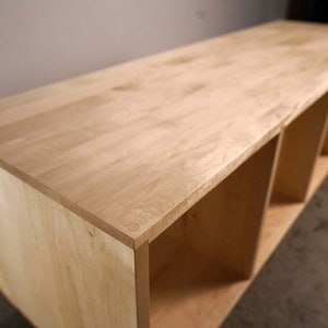 Solid maple storage bench. Warner Bench.  Handcrafted furniture by Tomfoolery Wood Co.