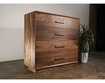 Schultz Dresser, Modern Dresser, Modern Highboy, Mid Century, 4 Drawer Highboy, Solid Hardwood Dresser (Shown in Walnut)