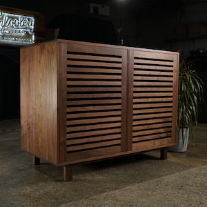 Kavanaugh Wine Bar, No Drawers, Modern Wine Cabinet, Wine Bottle Sideboard with Drawers, Wood Wine Bar (Shown in Walnut)