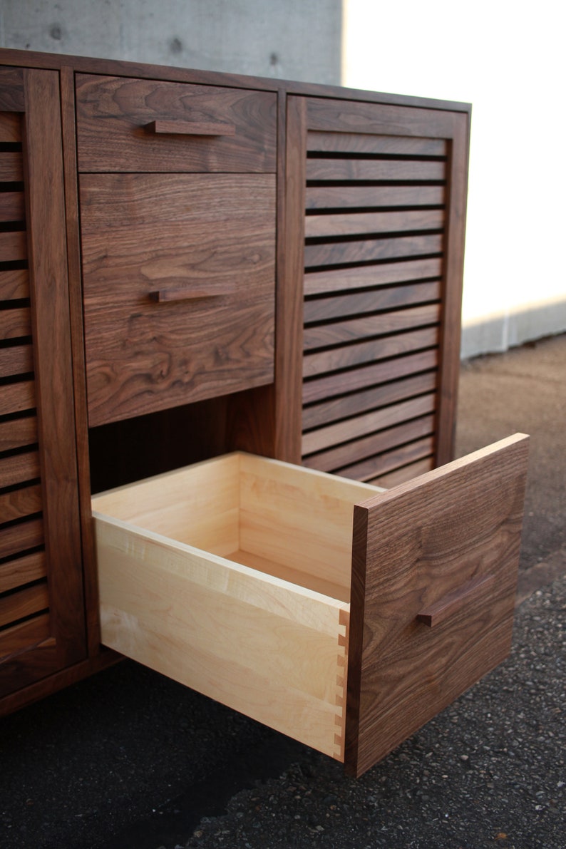 Kavanaugh Wine Bar, Modern Wine Cabinet, Wine Bottle Sideboard with Drawers, Wood Wine Bar Shown in Walnut image 5