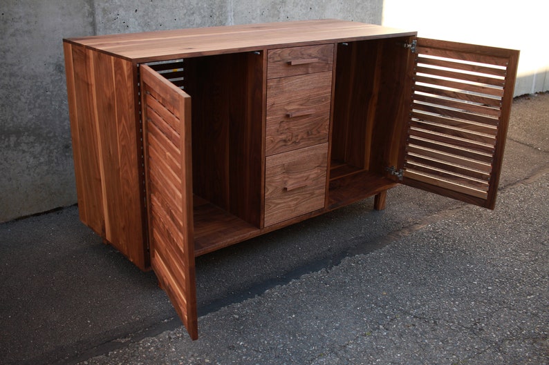 Kavanaugh Wine Bar, Modern Wine Cabinet, Wine Bottle Sideboard with Drawers, Wood Wine Bar Shown in Walnut image 6