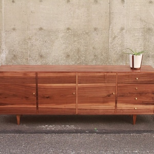 Danish Modern Console, Mid-Century Modern Credenza, Modern Sideboard, Solid Wood Sideboard Shown in Walnut image 4