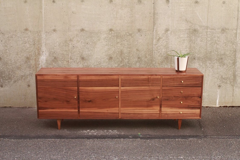 Danish Modern Console, Mid-Century Modern Credenza, Modern Sideboard, Solid Wood Sideboard Shown in Walnut image 4