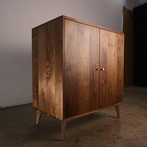 Hirtzel Bar Cabinet, Wine Bar, Liquor Cabinet, Mid-Century Modern Cabinet, Bottle Storage (Shown in Walnut)
