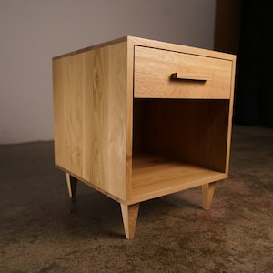 Howe Nightstand, Mid Century Nightstand with Drawer, Solid Hardwood Modern Side Table (Shown in White Oak)