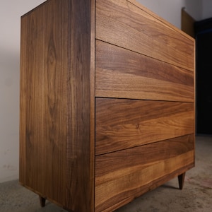 Chest of Drawers, 4 Drawers, Handcrafted Solid Wood Dresser, Modern (shown in walnut) image 6