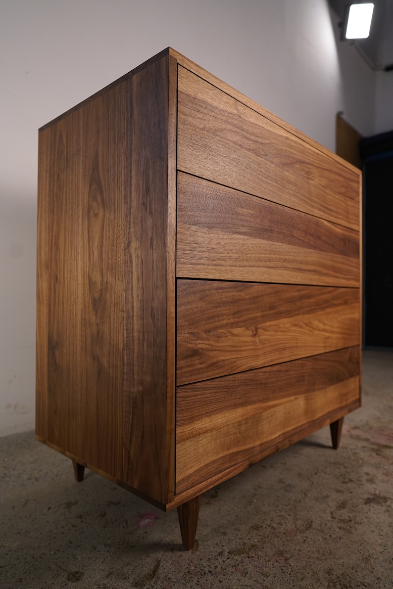 Chest of Drawers, 4 Drawers, Highboy Dresser, Solid Wood, Solid Hardwood Dresser Shown in Walnut image 6