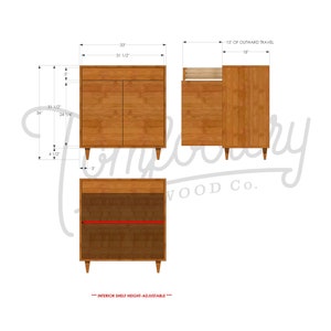 Alden Cabinet, Solid Wood Furniture, Modern Cabinet, Console Table Shown in Cherry image 8