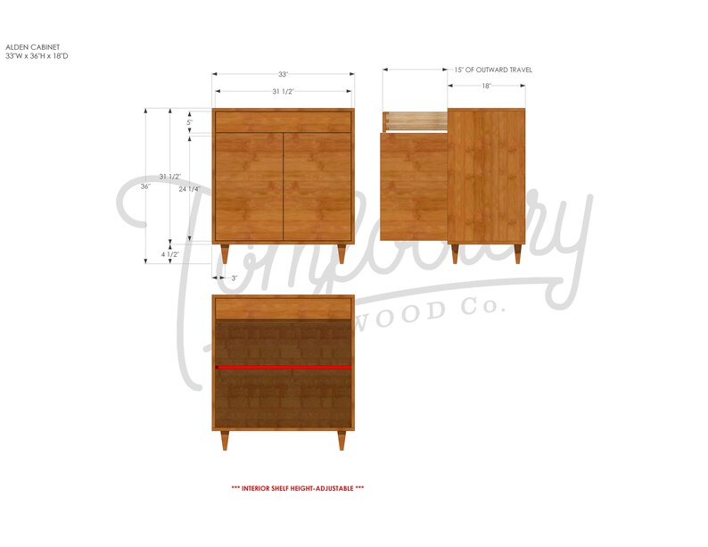 Alden Cabinet, Solid Wood Furniture, Modern Cabinet, Console Table Shown in Cherry image 8