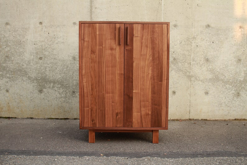 Floor Cabinet, Two Door Accent Cabinet, Modern 2 Door Cabinet, Solid Wood Cabinet with 2 Doors Shown in Walnut image 4