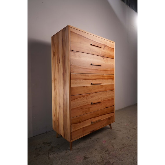 Highboy Dresser Mid century Dresser Modern Highboy 5 Drawer