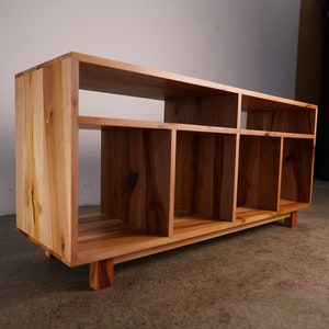 Heath Console, Modern Media Console, Modern Storage TV Stand, Solid Hardwood Media Storage (Shown in Madrone)