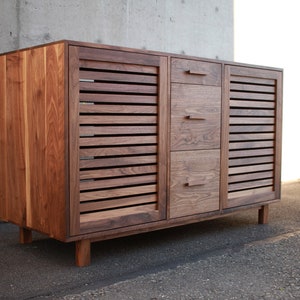 Kavanaugh Wine Bar, Modern Wine Cabinet, Wine Bottle Sideboard with Drawers, Wood Wine Bar Shown in Walnut image 1