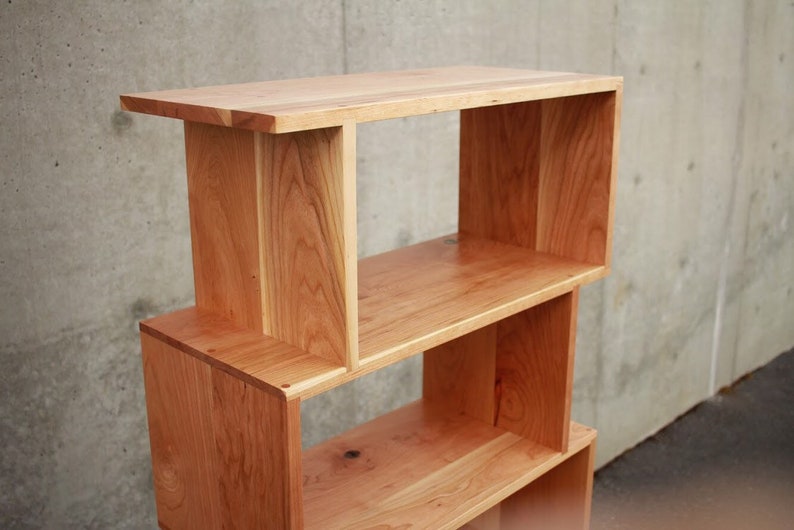 OFFSTACK Bookcase, 6-Tier, Modern Geometric Bookshelf, Custom Sizing Bookcase, Solid Wood Shelf Shown in Cherry image 3