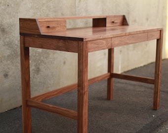 Gordon Writing Desk, Modern Solid Wood Desk, Wood Writing Desk, Minimal Desk, Modern Office (Shown in Walnut)