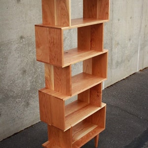 OFFSTACK Bookcase, 6-Tier, Modern Geometric Bookshelf, Custom Sizing Bookcase, Solid Wood Shelf Shown in Cherry image 2