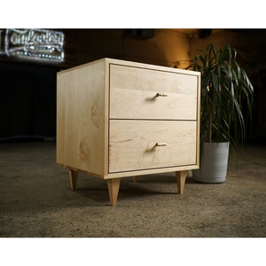 Master Nightstand, 2 Drawers, Solid Hardwood Modern Side Table Shown in Maple image 1