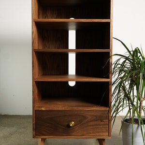 Lam Bookcase, 48H, Mid-Century Modern LP Storage, Record Storage, Modern Vinyl Storage Shown in Walnut image 2