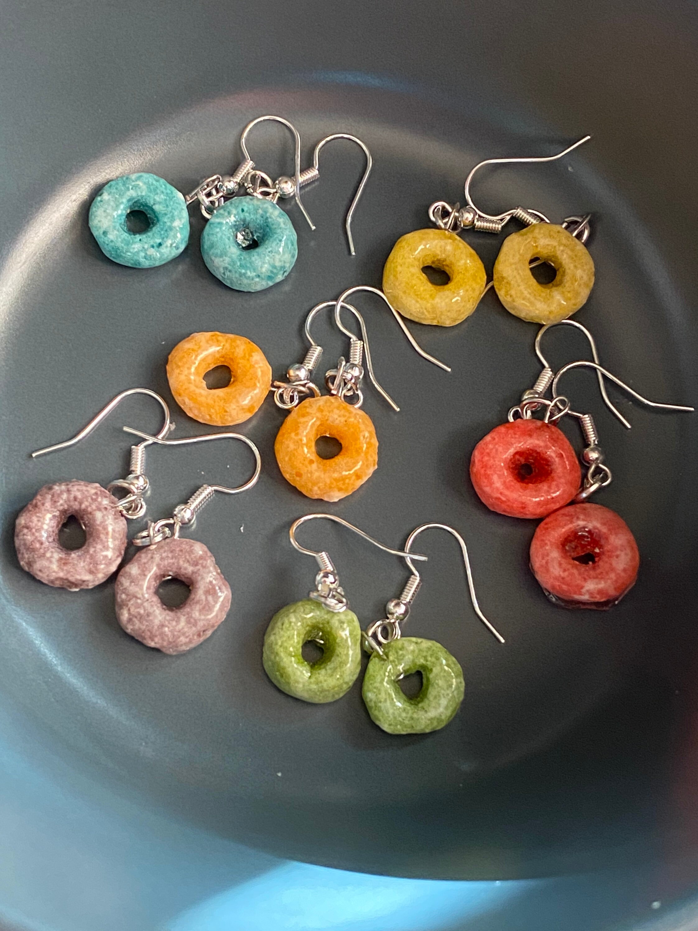 REAL Fruit Loop Cereal Encased in Resin Food Earrings Funky Etsy