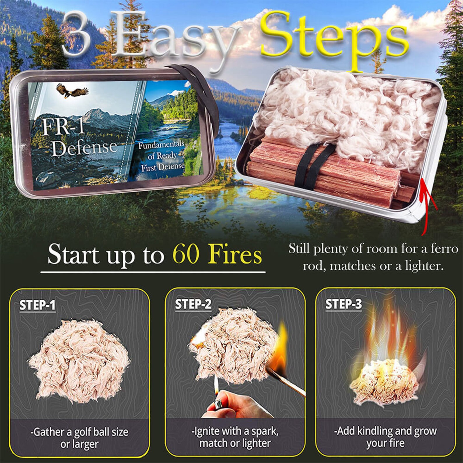 Tin Containers Fire Starter With Fatwood Tinder Wick & Fire Etsy UK