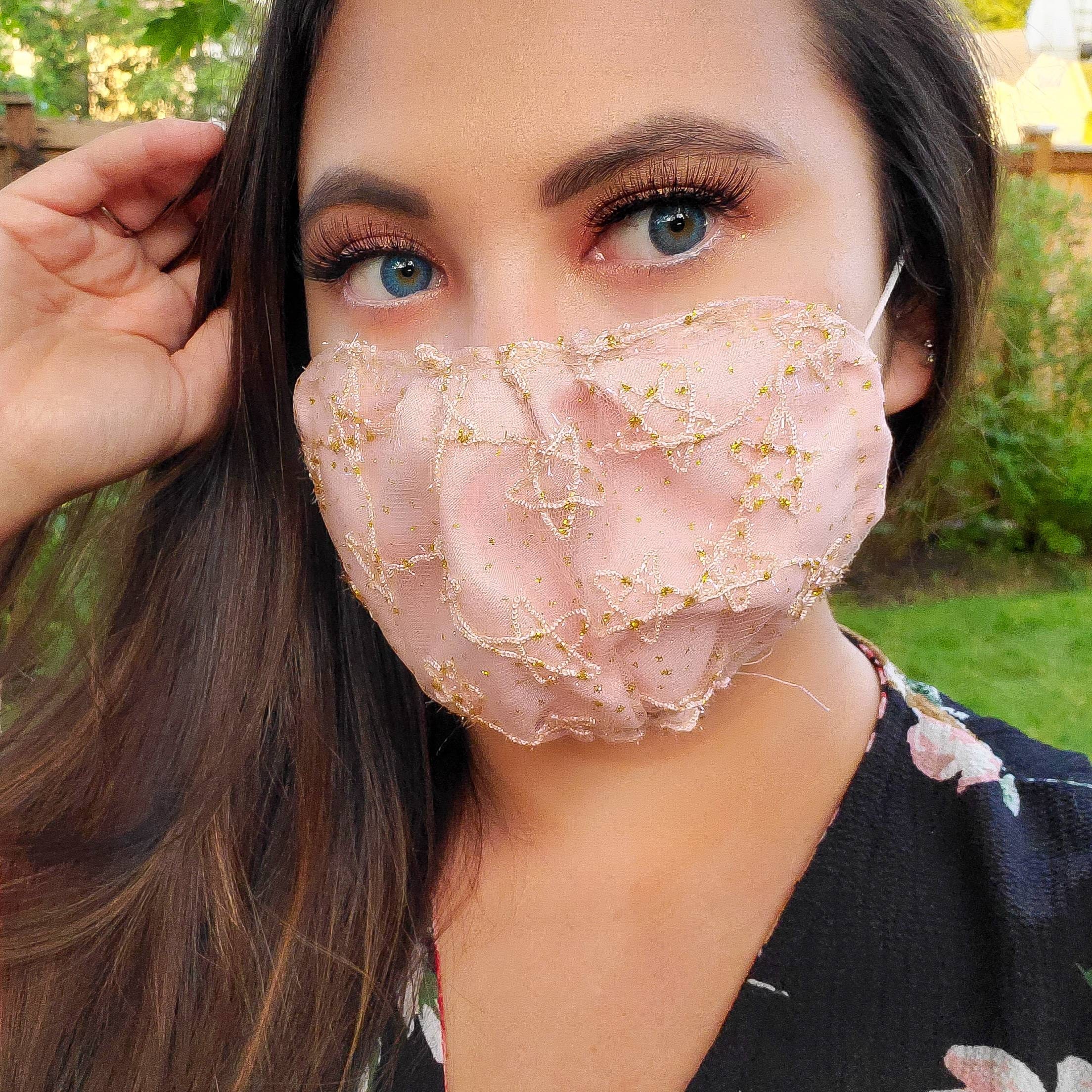 Blush Mask with Satin Lining and Adjustable Straps / Etsy