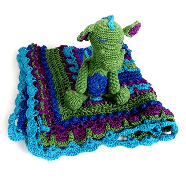 Crochet Dragon and Blanket Set | Unique Baby Shower Gift | Nursery Decor | Baby Gifts | Newborn Photography Prop