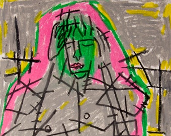 The Oracle / Small Drawing / Warm pop colours / Colourful Art Illustration / Abstract / Contemporary Art