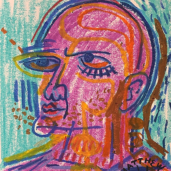 Confiance / Art Print / Illustration Print / Home Decor / pastels à l'huile / Portrait d'un homme / One of a kind / Line Drawing / Face Sketch /