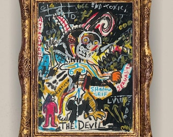 Abstract Devil Tarot Card Art Print, Occult Home Decor