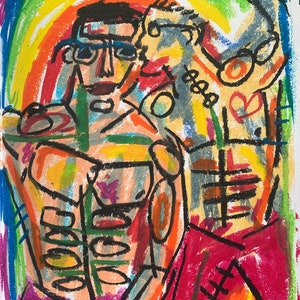 Pride / Original Drawing / Gay pride wall art / Queer art print  / Contemporary Art / Vivid Colours / Rainbow pride art / Gay / LGBTQ+