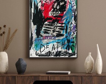 Abstract Death Tarot Card Art Print, Edgy Home Decor