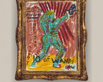 Ten of Wands Tarot Kartenkunst, modernes Wahrsagen gerolltes Poster