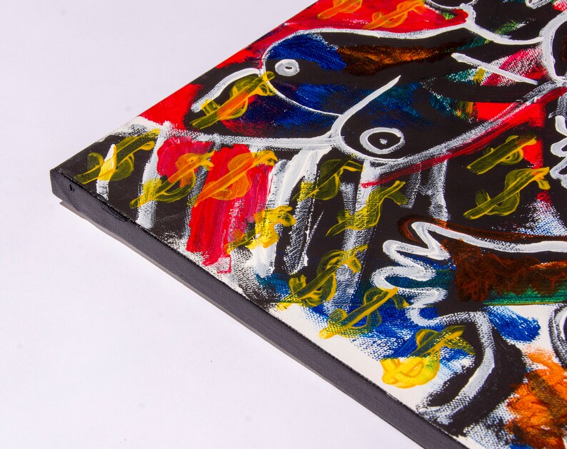 Grande peinture abstraite/ Couleurs pop chaudes / Peinture ...