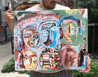 Large Abstract painting/ Warm pop colours / Colourful Pop Art painting / Colourful Abstract painting / Blue, White, Red, and Orange