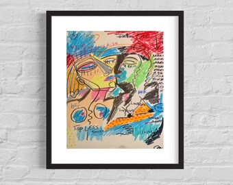 Two women kissing artwork LGBTQ+ wall art Contemporary art prints Bedroom wall decor Living room artwork Unique art Abstract art prints