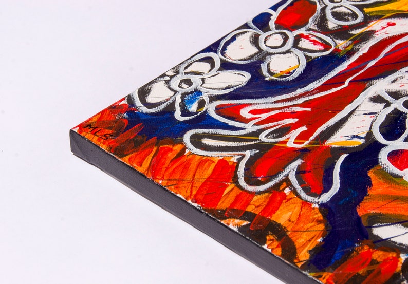 Large Abstract painting Warm pop colours Colourful Pop Art painting Colourful Abstract painting Blue and Orange Red White