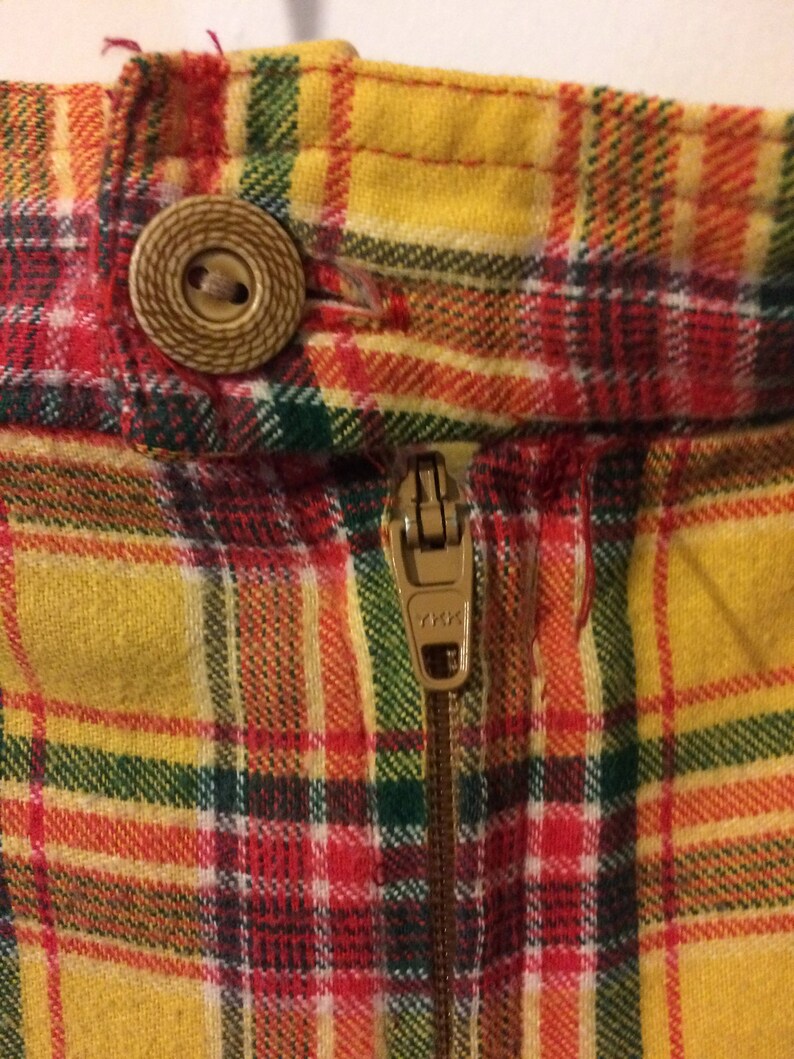 Vintage Mustardyellow Flannel Plaid Tartan Maxi Skirt Etsy