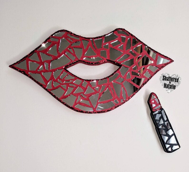 Mirror Mosaic Lips/Lipstick Set Wall Art. Makeup Room Decor. Etsy