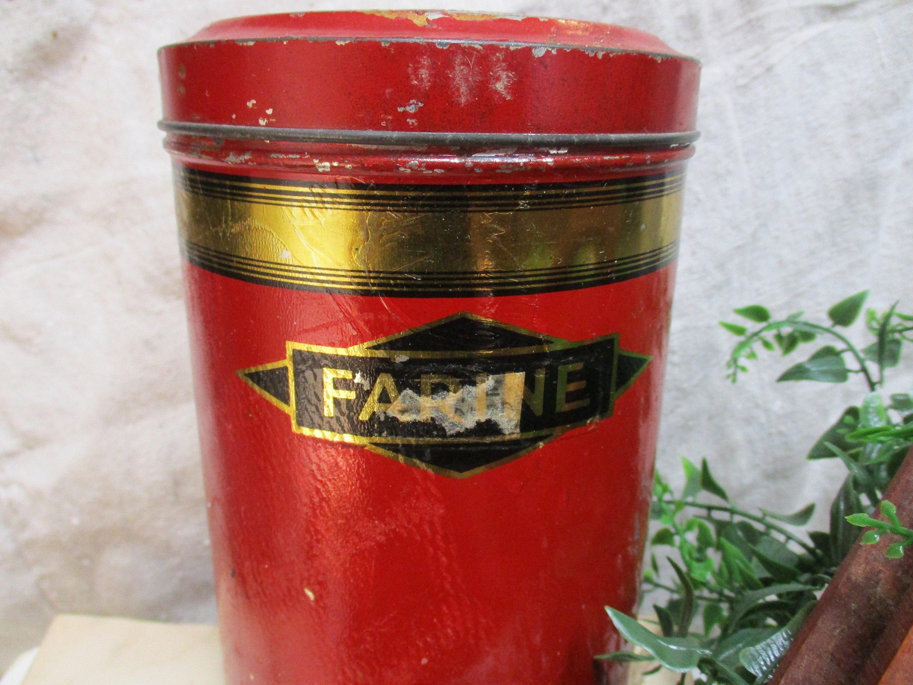 Vintage Rote Französische Mehl Küchenkanister Küchen | Etsy