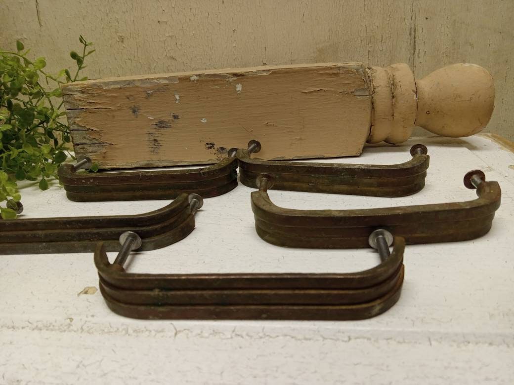 5 Antique Dresser Pulls Vintage Mid Century Retro Drawer Etsy