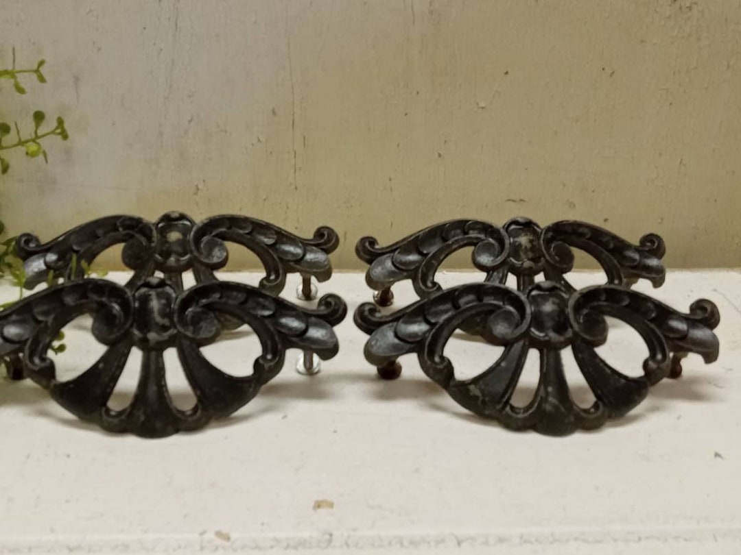 4 Large Antique Dresser Pulls, Vintage Farmhouse Fixerupper Dresser