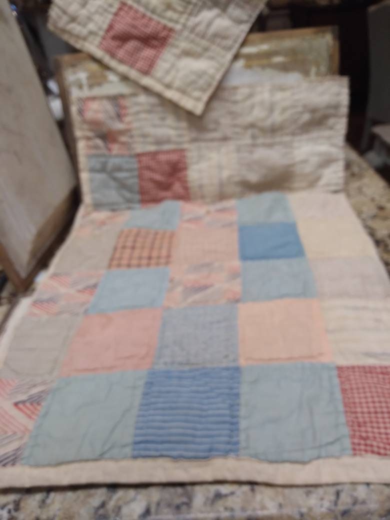 3 Antique Quilt Squares Vintage Farmhouse Primitive Quilt Etsy