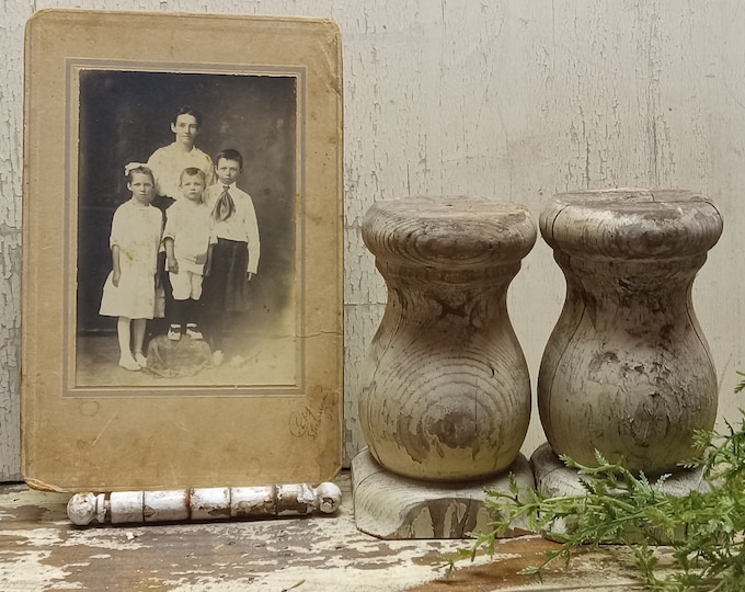 2 Chippy White Architectural Salvaged Wood Post Pieces, Primitive