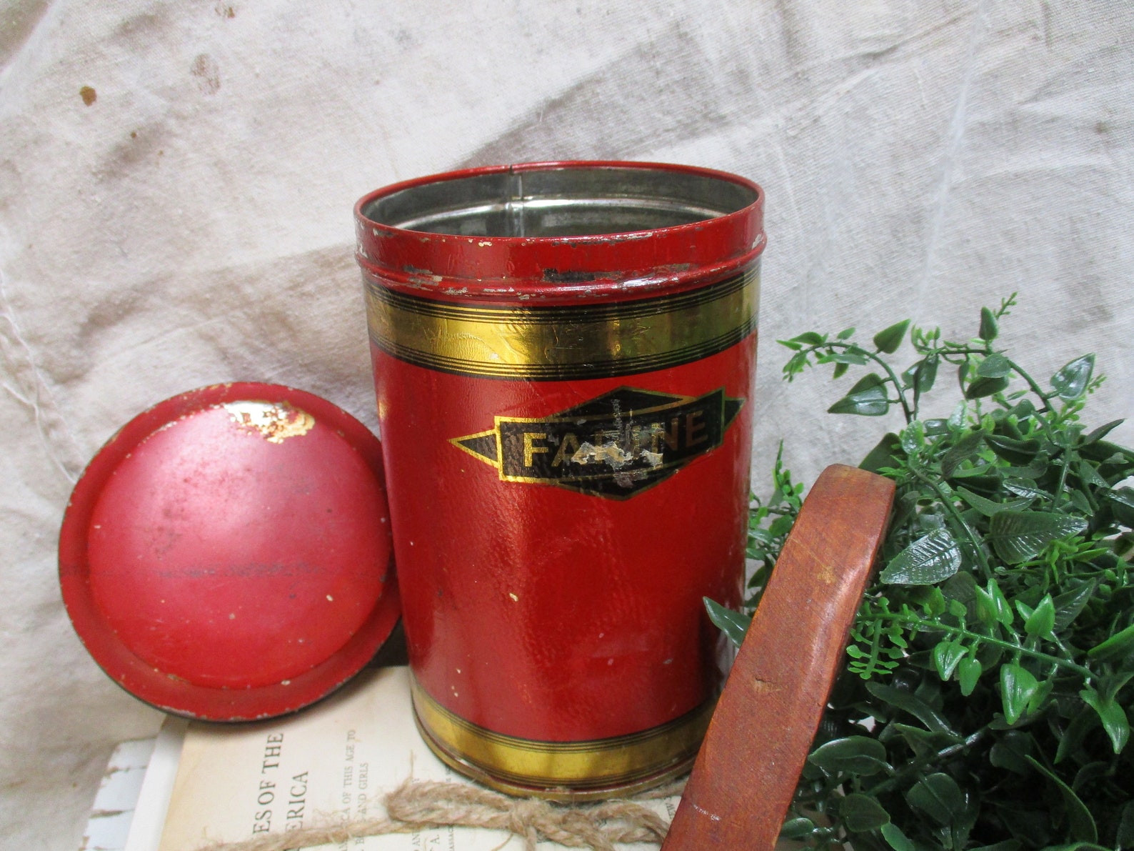 Vintage Rote Französische Mehl Küchenkanister Küchen | Etsy