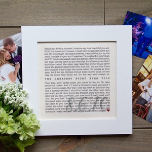 2nd Wedding Anniversary Cotton Gift, Personalized Wedding Song Lyrics, Custom Wedding Vows, Anniversary Gift for Him, Valentines Day Gift